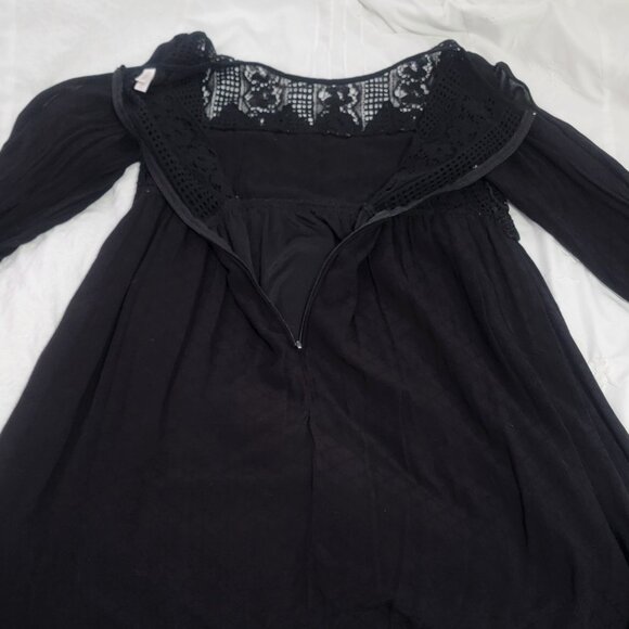 Super Cute Medium Xhilaration Lined Black Lace (at top) Dress. Split long sleeve - Picture 5 of 10